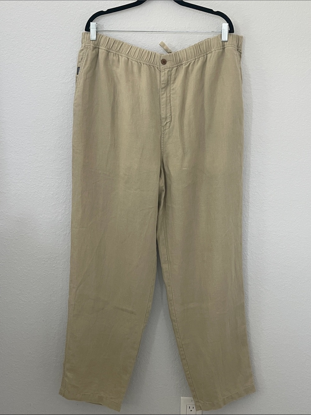 Tommy Bahama Men XL 100% Linen Relaxed Drawstring Pants Beige 40x33